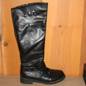 Black Leather Knee High Boots